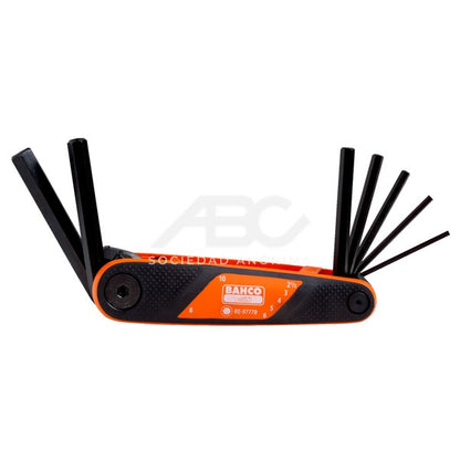 JUEGO DE LLAVES EN L PLEGABLES Y HEXAGONALES CON SISTEMA METRICO CON ACABADO FOSFATADO DE BAHCO BE-9777B