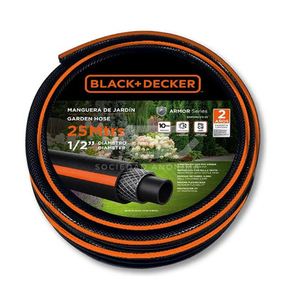 MANGUERA DE JARDÍN REFORZADA 1/2'' - 25 METROS BLACK+DECKER BXKGMH-1/2-25