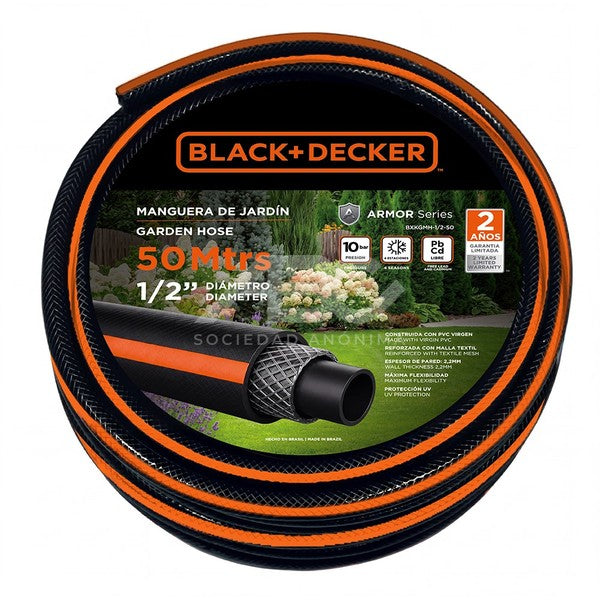 MANGUERA DE JARDÍN REFORZADA 1/2'' - 50 METROS BLACK+DECKER BXKGMH-1/2-50