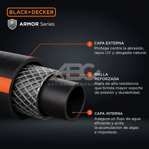 MANGUERA DE JARDÍN REFORZADA 1/2'' - 50 METROS BLACK+DECKER BXKGMH-1/2-50