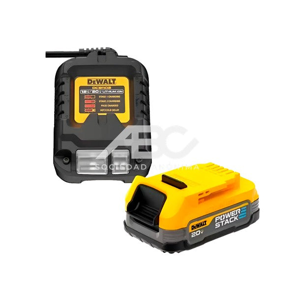 KIT CARGADOR Y BATERIA POWERSATCK 1,7 AH, 20 V DEWALT DCBP034C-AR