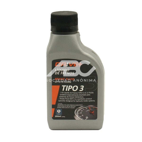 LQUIDO DE FRENO DOT 3 24X200CC DRIVE+ DP1010.10.2000AR