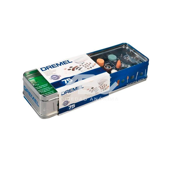 ESTE KIT DE ACCESORIOS DREMEL DE 75 PIEZAS LE OFRECE UNA AMPLIA VARIEDAD DE ACCESORIOS 26150707AC