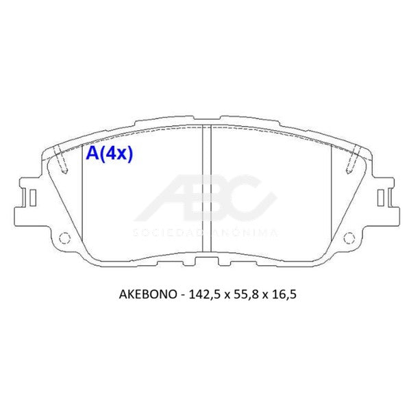 PASTILLAS DE FRENOS LIVIANOS TOYOTA COROLLA CROSS 1.8-2.0 19/22/RAV 4 2.5 18/.. DELANTERA 142.70X56.40X16.50 MM_