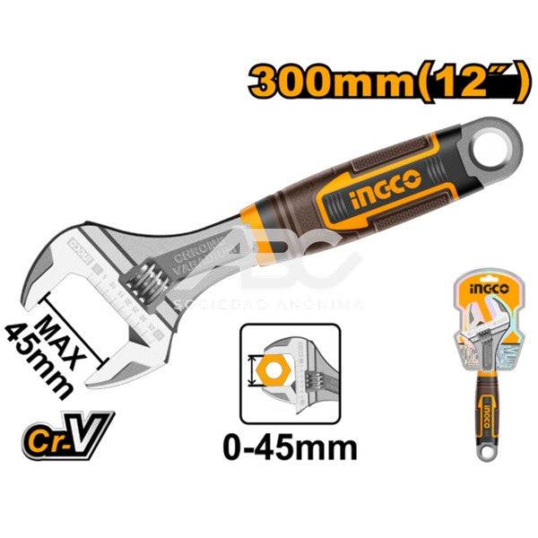 LLAVES AJUSTABLES. FORJADAS TEMPLADO DE PRECISION 300 MM(12).CRV. AJUSTE:0-41MM INGCO HADW131128