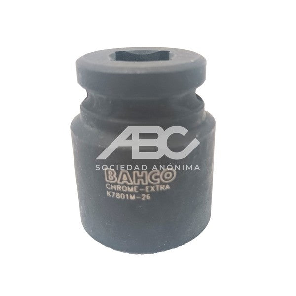 BOCALLAVES DE IMPACTO CUADRO 1/2" CON PERFIL HEXAGONAL MÉTRICO Y ACABADO FOSFATADO SERIE CORTA BAHCO K7801M-26