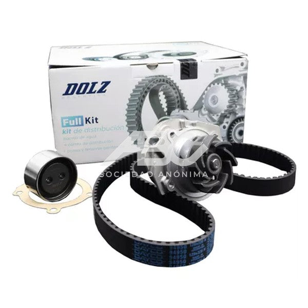 KIT DE DISTRIBUCION CON BOMBA DE AGUA A186, 1 CORREA DENTADA Y 2 TENSORES DOLZ KD251