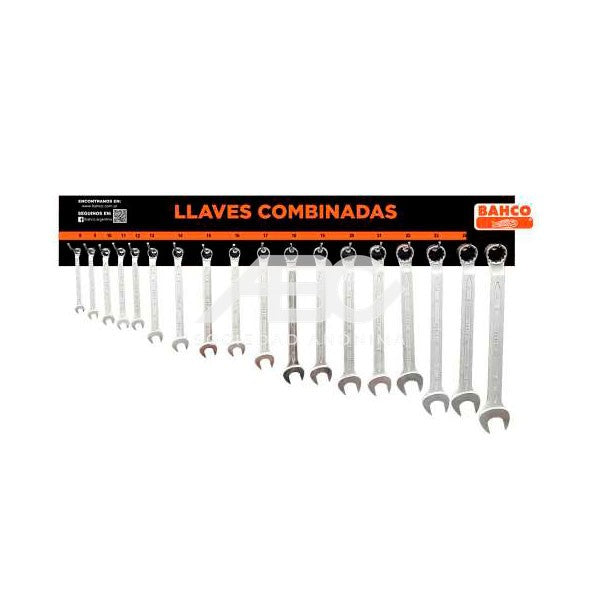 PANEL PORTALLAVES COMBINADAS BAHCO MILIMETRICAS, DE PU8 A PU25, 18 PIEZAS NEW 6061A