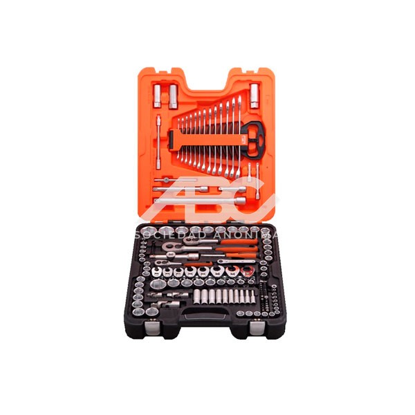 JUEGO CAJA PLASTICA EMBUTIDA BOCALLAVES HEXAGONALES Y PUNTAS 1/4'' BAHCO S138