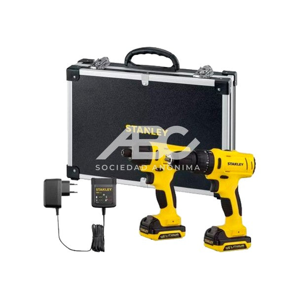 KIT TALADRO PERCUTOR + LLAVE DE IMPACTO 12V STANLEY, MANDRIL 10MM, INLUYE 2 BATERIAS DE 12V SCHI121S2FK-AR