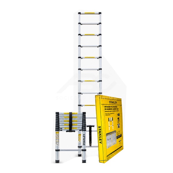 ESCALERA TELESCOPICA SOFT CLOSE 3,8M + ESTABILIZADOR 13 ESCALONES STANLEY STXLD-AYZJ1038