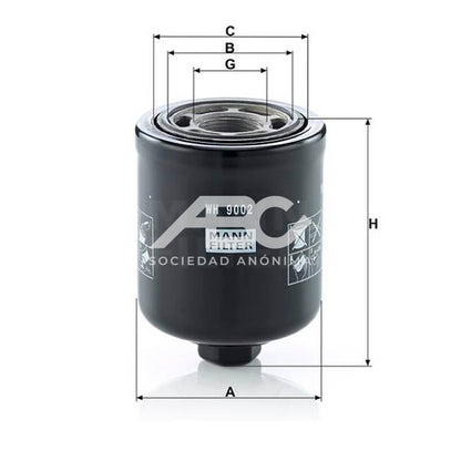 FILTRO DE ACEITE JHON DEERE MANN WH 9002
