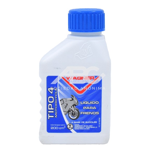 LIQUIDO DE FRENOS PARA MOTOS Y CUATRICICLOS DOT 4 WAGNER 130705