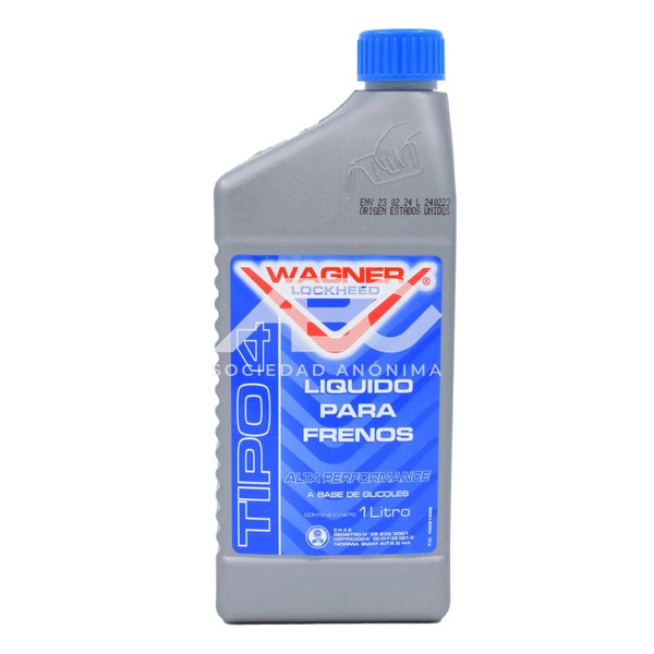 LIQUIDO DE FRENOS -TIPO 4 - DOT 4 - ALTA PERFORMANCE - SEGÚN NORMA IRAM-AITA 6H2-6H4 WAGNER 67262