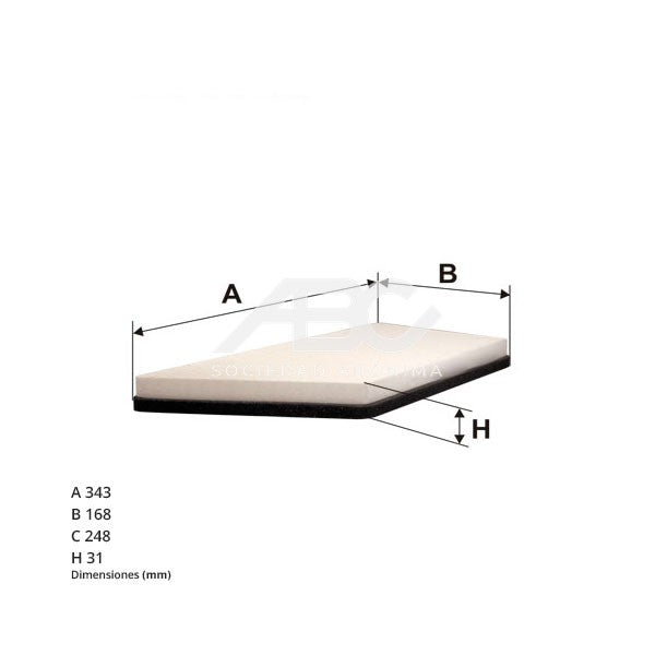 FILTRO DE FILTRO PARA CABINA PEUGEOT EQUIVALENCIA MANN: CU3448 WIX WP6926
