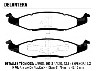 Pastillas de Freno TOYOTA HILUX/HILUX SW4 2.5 16V TDI 08/..-2.4 16V TDI-2.8 16V TDI 16/.. DELANTERA 143.4X67.8X16.7 MM_