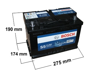BOSCH Batería S5X 75DH - 75Ah - 12V - 570 CCA - Borne Derecho - AUTOS Y CAMIONETAS