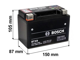 BOSCH Batería Moto BTX9 (YTX9-BS) - 12V - 9Ah - 120 CCA