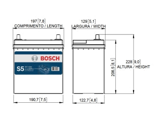 BOSCH Batería S5X 42DA - 42Ah - 12V - 320 CCA - Borne Derecho - AUTOS Y CAMIONETAS