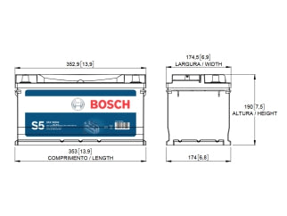 BOSCH Batería S5X 95DH - 95Ah - 12V - 750 CCA - Borne Derecho - AUTOS Y CAMIONETAS