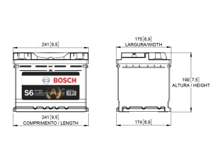 BOSCH Batería S6X E60D Start-Stop - 60Ah - 12V - 570 CCA - Borne Derecho - AUTOS Y CAMIONETAS