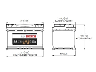 BOSCH Batería S6X E72D Start-Stop - 72Ah - 12V - 650 CCA - Borne Derecho - AUTOS Y CAMIONETAS
