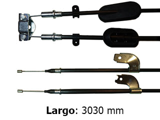 CABLES FRENO DE MANO LIVIANOS CHEVROLET COBALT 12/.. FRENO TRASERO A CAMPANA DOS CABLES UNIDOS CON CHAPA - LARGO 3030 MM_