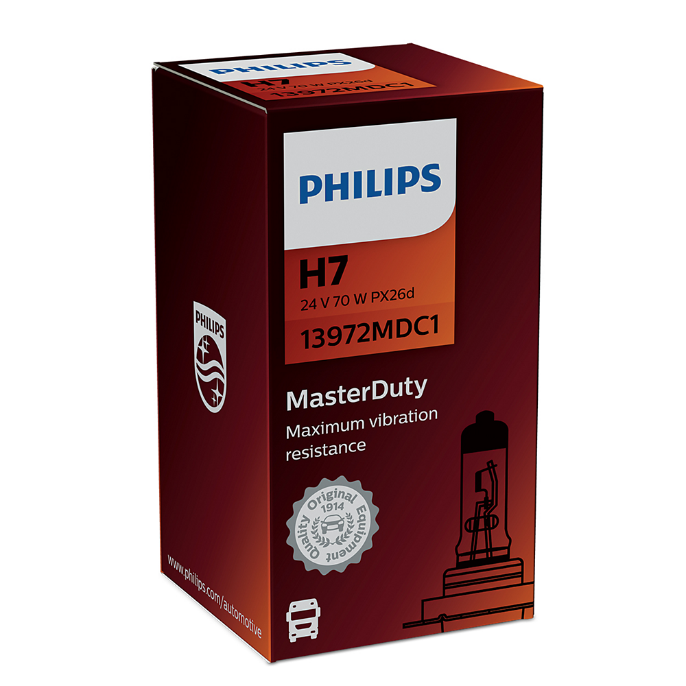 LAMPARA HALOGENA PHILIPS H7 (13972) 24V 70W PX26D MASTER DUTY - USO UNIVERSAL