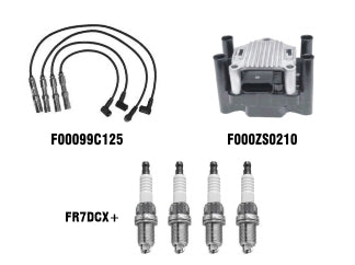 KIT CABLES + BUJIAS + BOBINAS VOLKSWAGEN GOL TREND/FOX/SURAN/VOYAGE 1.6 8V KIT BOBINA 4 PINES C/MODULO CABLES Y BUJIAS 1 ELECT_
