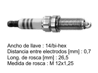BUJIAS DE ENCENDIDO PEUGEOT 207/308/408/3008 1.6 THP / RENAULT CLIO II 1.2 16V / CITROEN C3/C4/DS3 1.6 THP CON RESISTOR_
