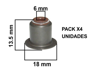 RETENES GUIA DE VALVULAS PEUGEOT 307/308/408/PARTNER / CITROEN C4/BERLINGO 1.6 HDI DV6CM-DV6TED4-DV6TD4 5.50X9.50X14.00 MM - PACK X4
