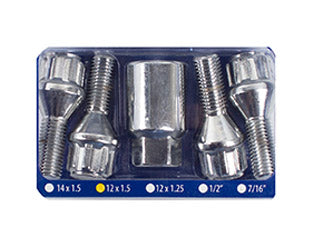 KIT BULONES Y TUERCAS DE SEGURIDAD RENAULT CLIO/LOGAN/FLUENCE/SYMBOL/MEGANE ../07 BULON CABEZA ESTRIADA EXTERIOR 12X25 P 1.50_