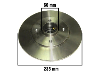 DISCOS DE FRENOS LIVIANOS RENAULT MEGANE F2/SCENIC CON ABS MAZA RUEDA TRASERA-INTERIOR 60 MM-DISCO 235 MM Y CORONA DENTADA_