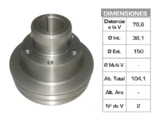 POLEAS DE CIGUE¥AL PERKINS 4-203/6-305 POLEA CUELLO GRUESO 38.1X150X104.1 MM - 2V_