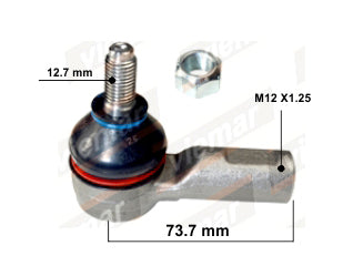 EXTREMOS DE DIRECCION LIVIANOS CHERY QQ 10-.. EXTREMO DE DIRECCION AMBOS LADOS LARGO 73.7MM - R 12X1.25_