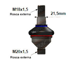ROTULAS DE SUSPENSION IVECO DAILY 93/.. ROTULA SUPERIOR/INFERIOR PIVOTE 21.5 MM_