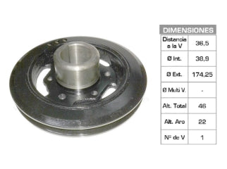 POLEAS DE CIGUE¥AL DODGE VALIANT/POLARA/GTX/CORONADO 3.7 38.9X174.25X46 MM - 1V_