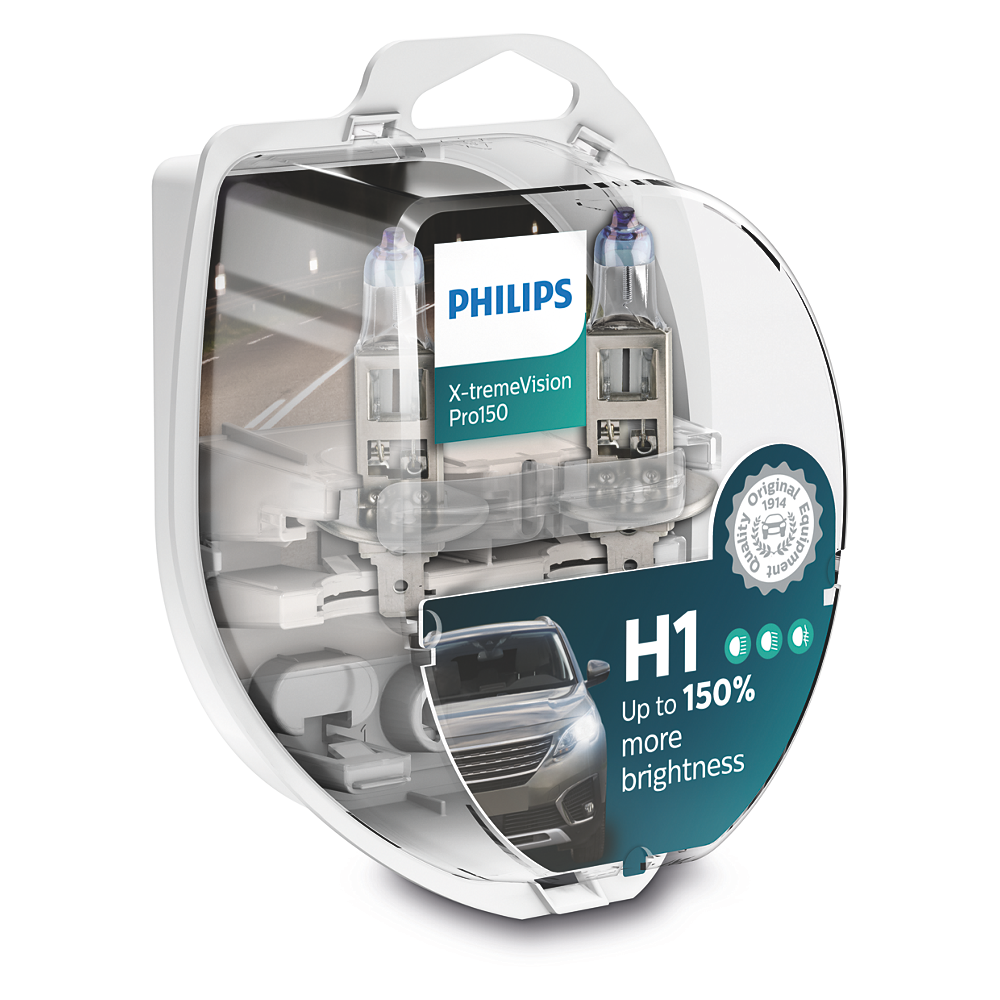 LAMPARA HALOGENA PHILIPS H1 (12258) 12V 55W PX26D X-TREME VISION (SET X2) - USO UNIVERSAL