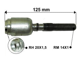 AXIALES/PRECAP CREMALLERAS FIAT 128 71/78/128 EUROPA 78/83 DIRECCION MECANICA INDALMEC LARGO 138.50 MM ROSCA HEMBRA/MACHO_