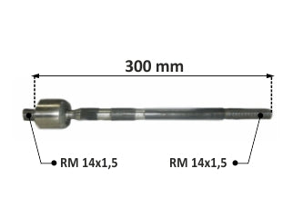 AXIALES/PRECAP CREMALLERAS FIAT QUBO 12/.. DIRECCION HIDRAULICA LARGO 300 MM ROSCA MACHO/MACHO 14X1.5_