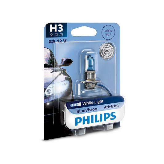 LAMPARA HALOGENA PHILIPS H3 (12336) 12V 55W PK22S BLUE VISION (SET 4) - USO UNIVERSAL