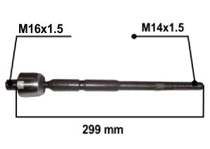 AXIALES/PRECAP CREMALLERAS FIAT ARGO/CRONOS/DOBLO/DOBLO CARGO 18/.. DIRECCION HIDRAULICA LARGO 297 MM ROSCA MACHO/MACHO_