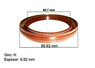 RETENES MOTOR LIVIANOS FORD TRANSIT 2.5 ../00 RETEN DISTRIBUCION DELANTERO 66.70X85.70X10.00 MM - MX-R - GIRO H_