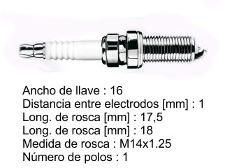 BUJIAS DE ENCENDIDO PEUGEOT 505 2.2 / RENAULT 21/FUEGO 2.0-2.2/FUEGO/TRAFIC 2.0 / FORD SIERRA 2.3/TAUNUS 2.0-2.3 - PACK X10