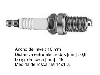 BUJIAS DE ENCENDIDO CHEVROLET/FIAT/FORD/PEUGEOT/VOLKSWAGEN - PACK X10