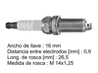 BUJIAS DE ENCENDIDO PEUGEOT 206 1.6 16V/206 RC 2.0 16V/208/301/307/308/408/PARTNER / CITROEN C3/C4/C-ELYSEE 1.6 16V - PACK X4