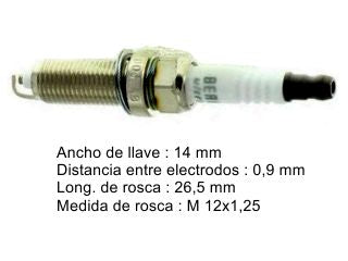 BUJIAS DE ENCENDIDO PEUGEOT 206 03/06/207 08/18 1.4 8V / CITROEN C3 03/09 1.4 / RENAULT CLIO II/CLIO MIO/TWINGO 1.2 16V - PACK X10