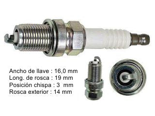 BUJIAS DE ENCENDIDO CHEVROLET CRUZE/SONIC 1.8 / FIAT PALIO/PUNTO 1.4 FIRE / PEUGEOT 306 2.0/405 / VW GOL 1.6 AE CHT - PACK X4