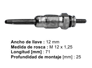 BUJIAS INCANDESCENTES PEUGEOT 405 1.9 D / FIAT DUCATO 1.9 D / BMW 524 2.4 TDI / ALFA ROMEO 164 2.5 TD BUJIA INCANDESCENTE - PACK X4