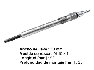 BUJIAS INCANDESCENTES VOLKSWAGEN GOL/GOLF/BORA/PASSAT/POLO/SURAN 1.9 D-1.9 TDI / AUDI A3/A4 1.9 TDI BUJIA INCANDESCENTE - PACK X4
